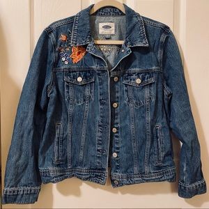 Old Navy Floral Embroidered Denim Jacket